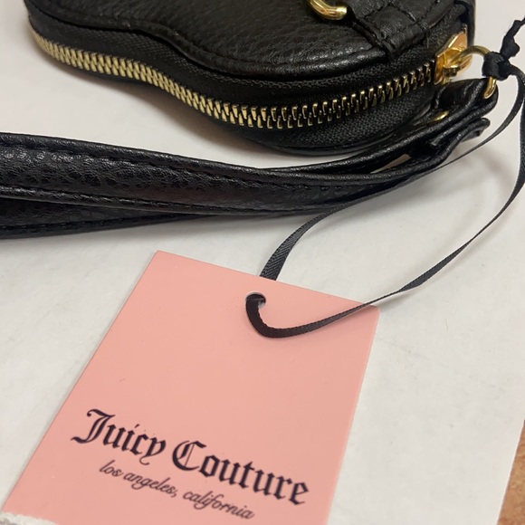 Juicy Couture Black Luxe Links Heart Wristlet Wallet NEW - Picture 3 of 5
